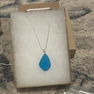 Elegant Silver and Blue sea glass necklace